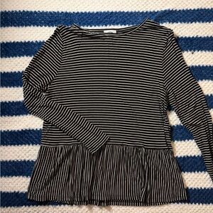 Old Navy Striped Peplum Long-Sleeve Top - Black & White